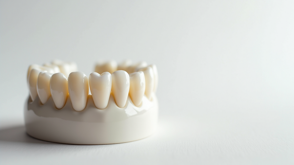 Close-up view of a dental crown set on a white background