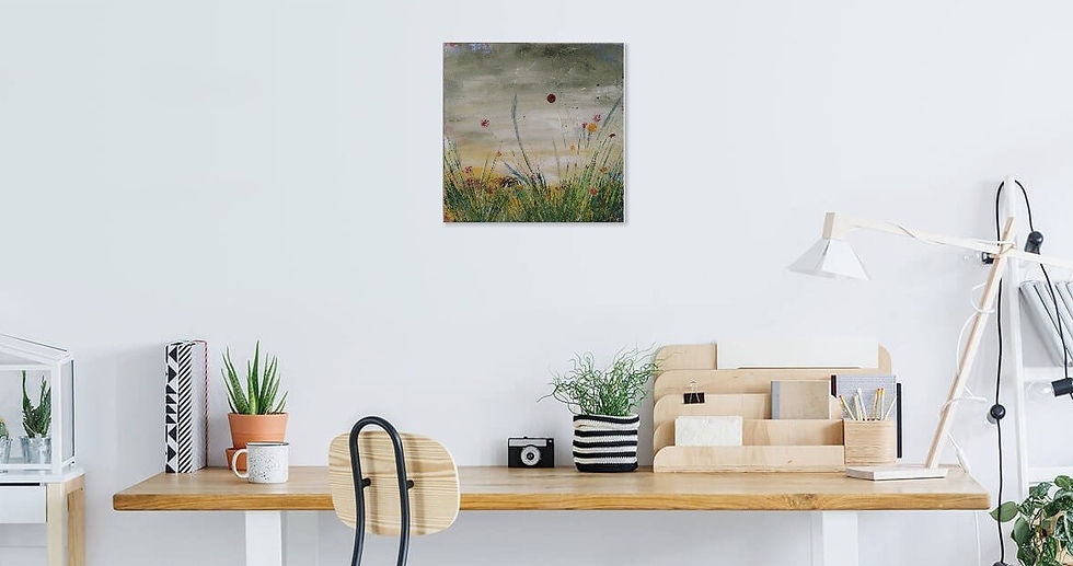 Peinture abstraite fleurs des champs vue d'ensemble