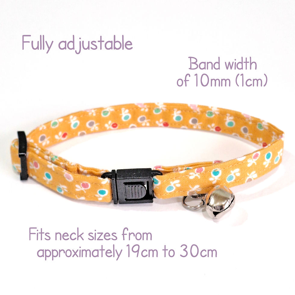 Thumbnail: Amber Gold Colour Adjustable Safety Cat Collar with Breakaway Safety Buckle - Handmade by Nature's Goodies