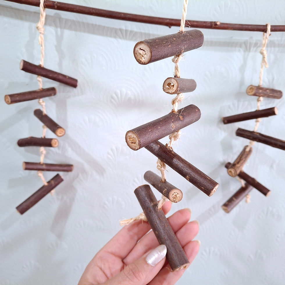 Thumbnail: Willow Sticks Hanging Chew & Pecking Toy - Handmade Pet Toy by Nature's Goodies