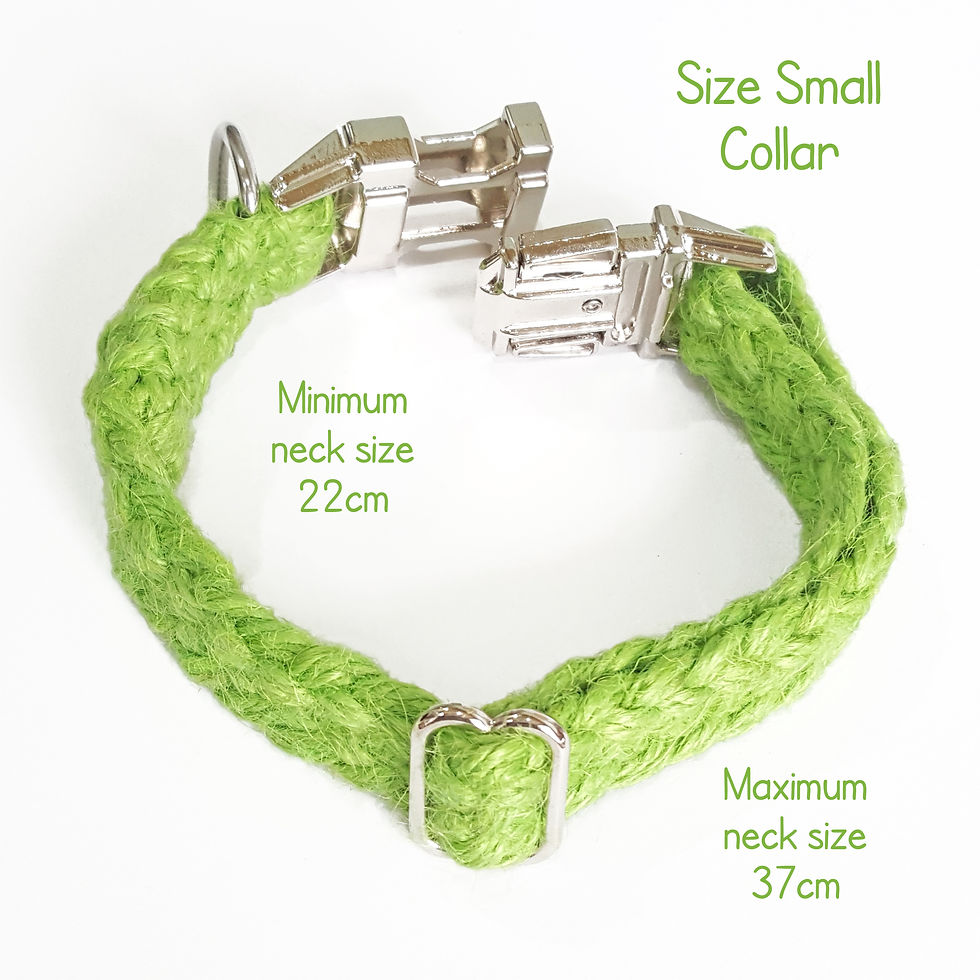 Thumbnail: Green Macrame Jute Small Dog Collar Eco-friendly Natural - Handmade in the UK by Nature's Goodies