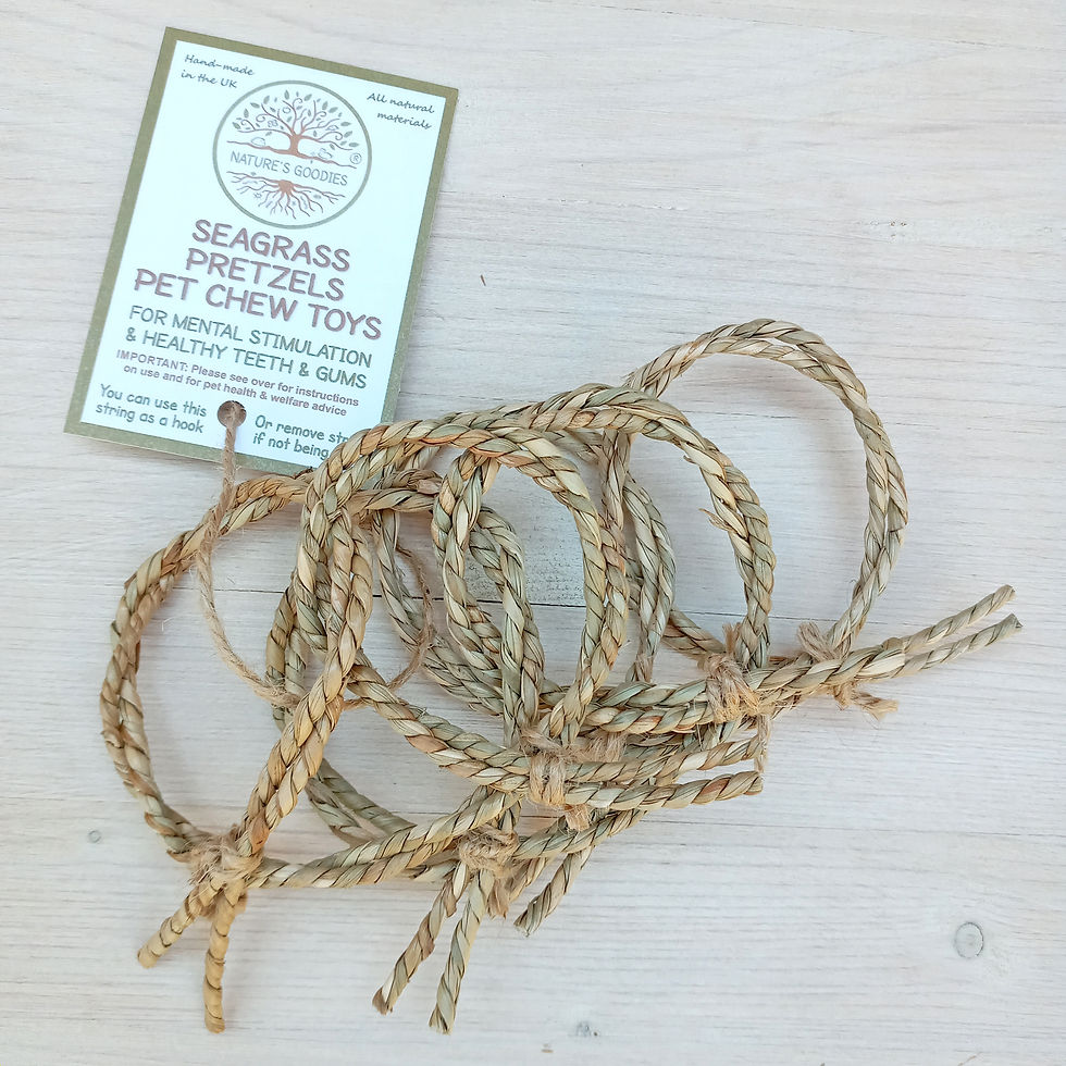 Thumbnail: Natural Seagrass Pretzels Pet Chew Toys - Handmade by Nature's Goodies