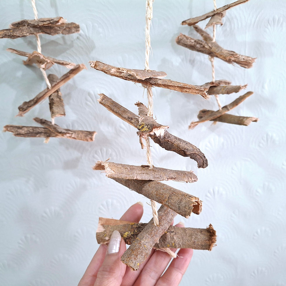 Thumbnail: Willow Bark Hanging Chew  & Pecking Toy - Handmade Pet Toy by Nature's Goodies