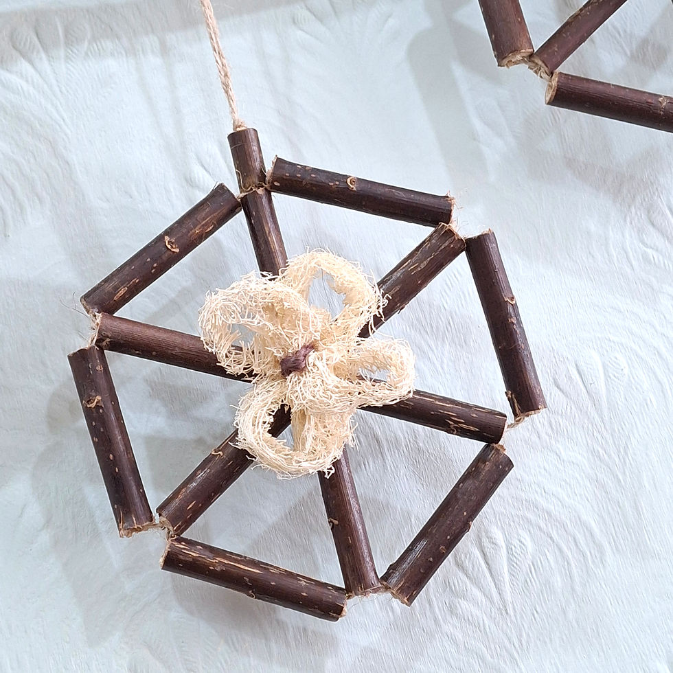 Thumbnail: Willow Hexagon Hanging Chew  & Pecking Toy - Handmade Pet Toy by Nature's Goodies