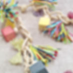 Sisal Colourful Hanging Chew  & Peck Toy Raffia Wood Blocks - Handmade by Nature's Goodies