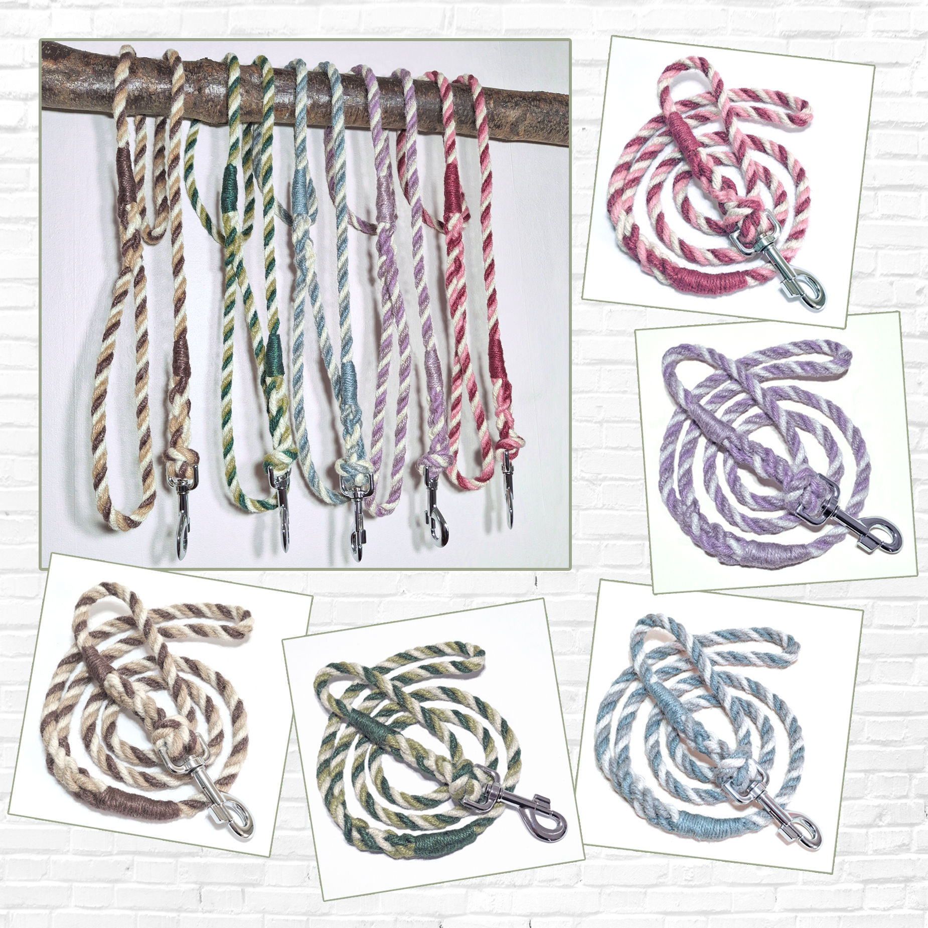 Jute Rope Dog Lead Leash Natural Hemp Eco Vegan - Handmade by Nature's Goodies