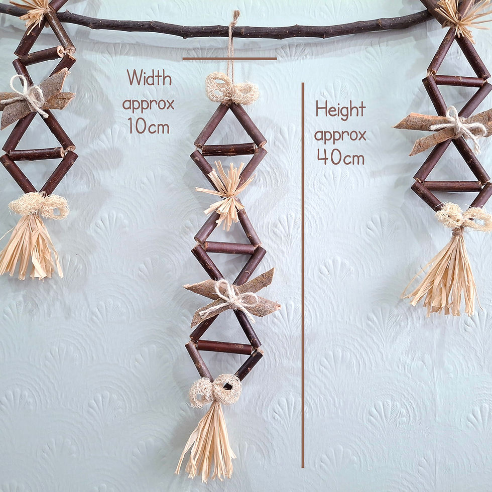 Thumbnail: Willow String of Diamonds Hanging Chew  & Pecking Toy - Handmade Pet Toy by Nature's Goodies