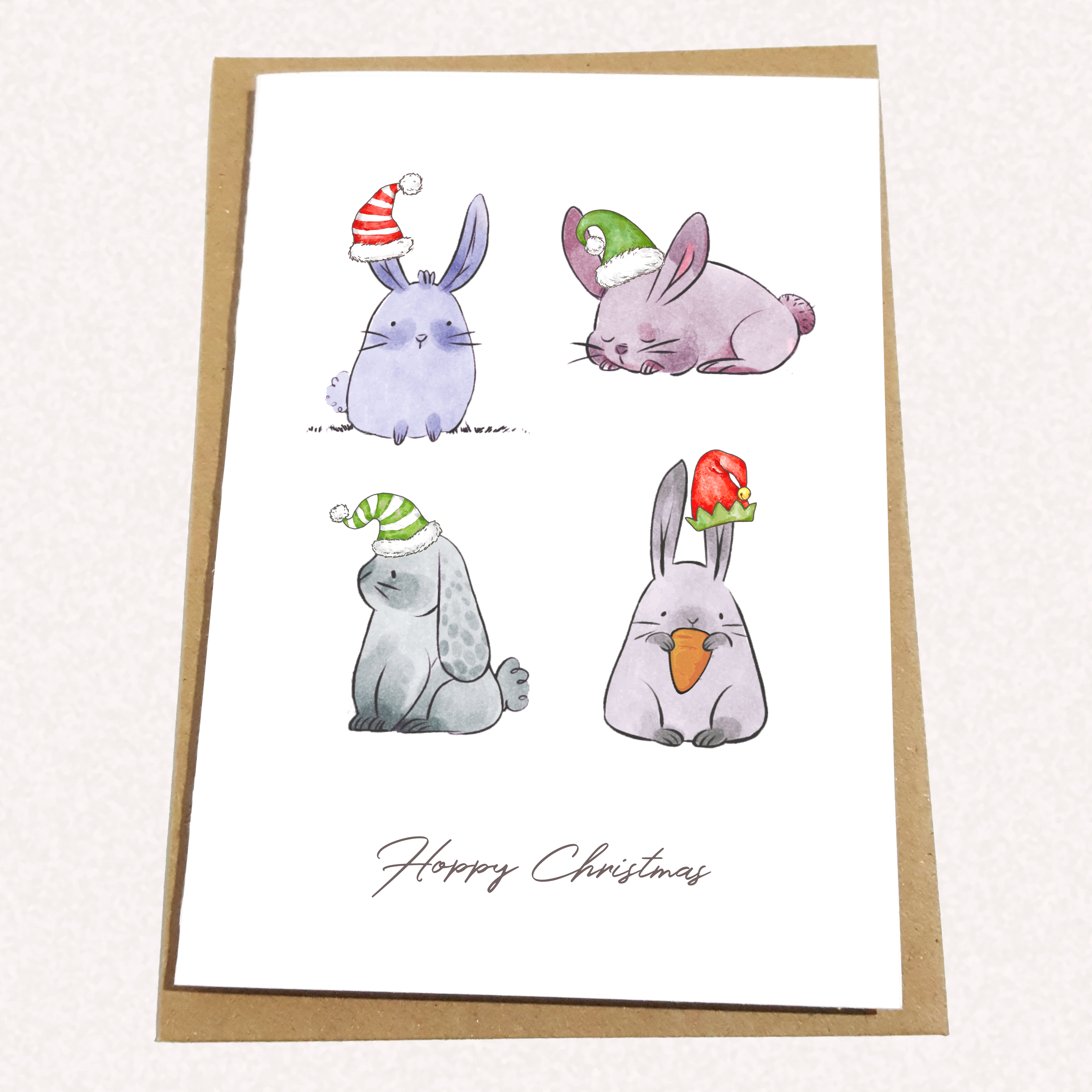 "Hoppy Christmas" - Christmas Card for Bunny Rabbit Lovers
