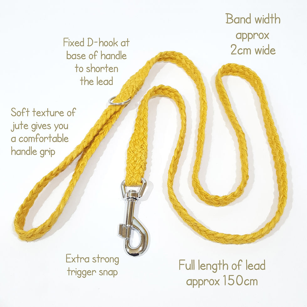Thumbnail: Yellow Macrame Jute Dog Lead Leash Eco-friendly Natural - Handmade in the UK by Nature's Goodies