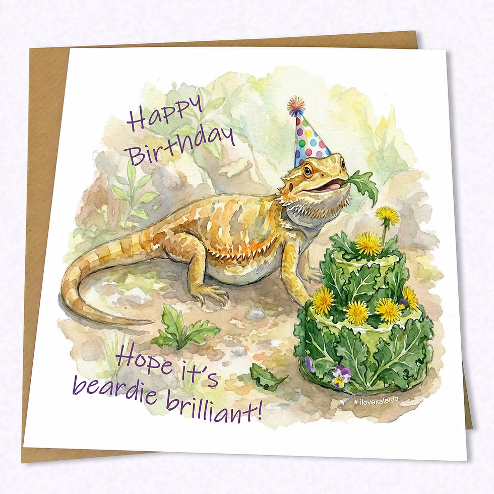 Personalised Luxury Birthday Card for Bearded Dragon Lovers - Beardie Loves Kale