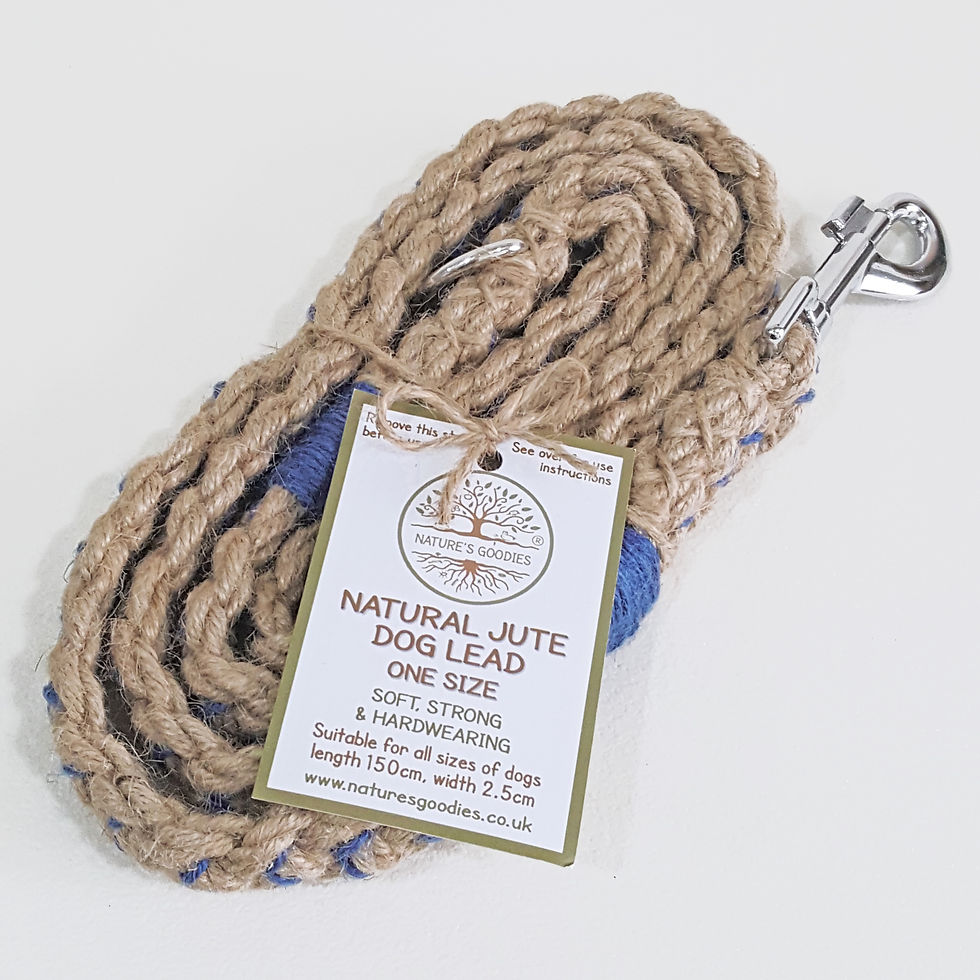 Thumbnail: Strong Natural Jute Dog Lead Leash - Blue - Handmade by Nature's Goodies