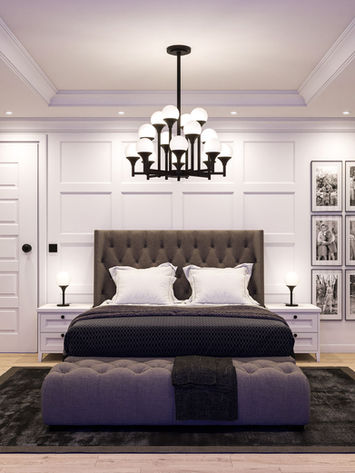 Elegant bedroom design with classic wall panelling and classic ceiling - Gokhan Dogan