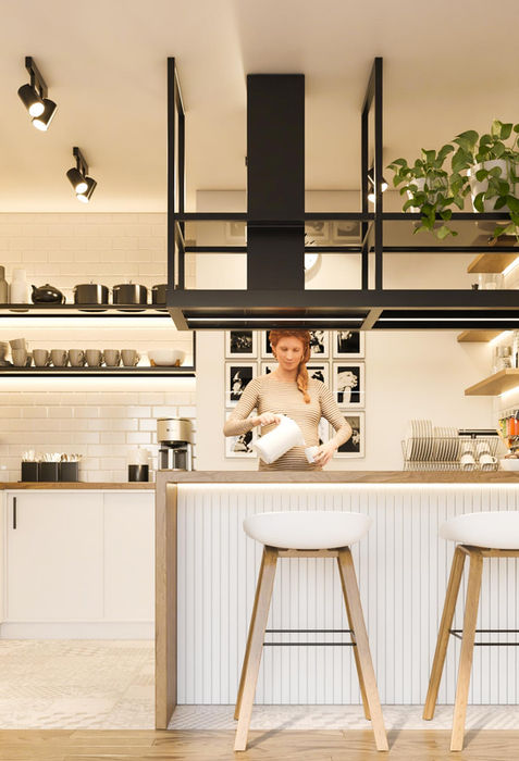 Compact kitchen design with warm lighting - Gokhan Dogan