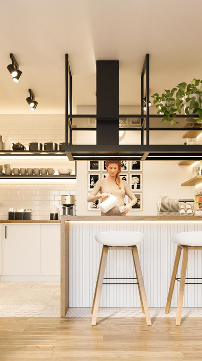 Compact kitchen design with warm lighting - Gokhan Dogan