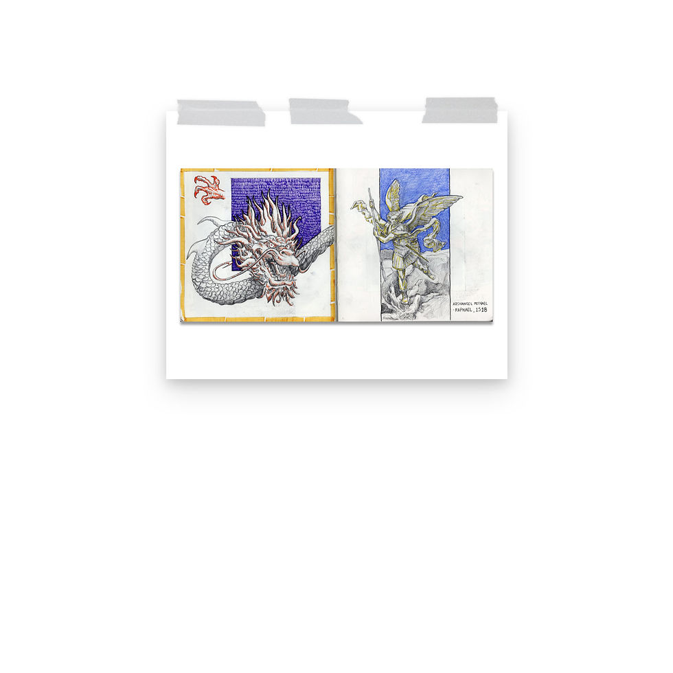 Thumbnail: Dragon + Archangel Michael - Sketchbook Page Poster