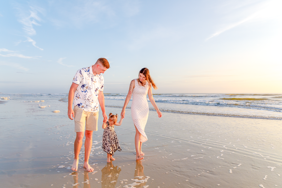 Sunrise family photo on the beach