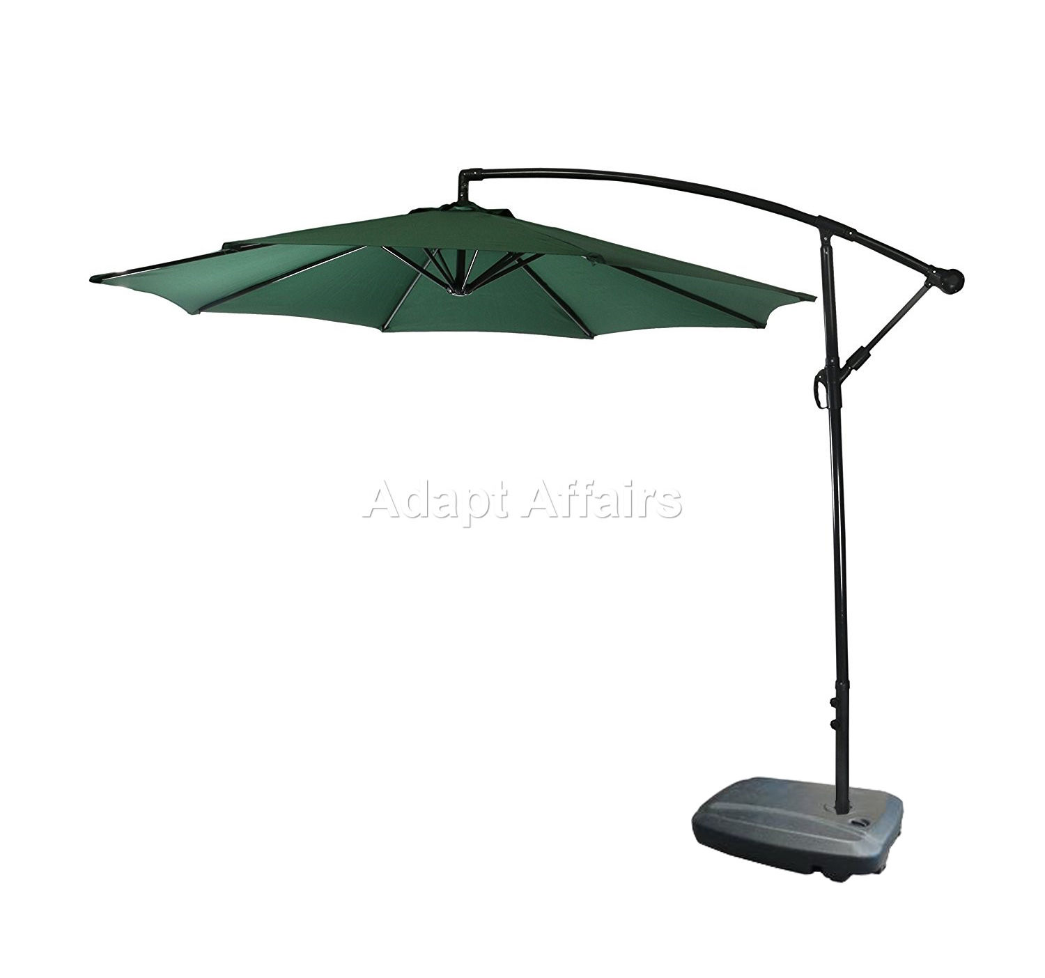 Outdoor garden umbrella, side pole round with water base, Green