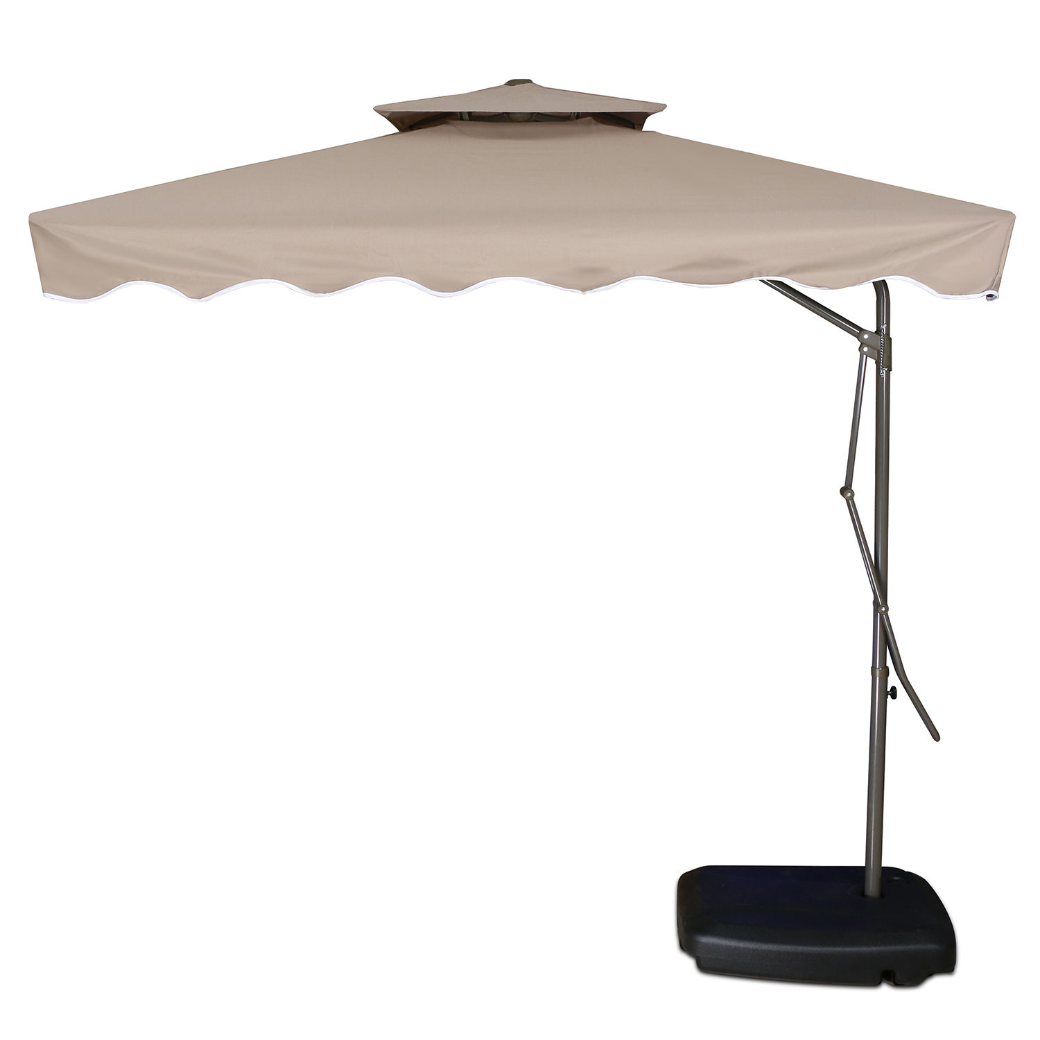 Big Outdoor Garden Umbrella in side pole square with water base, Beige