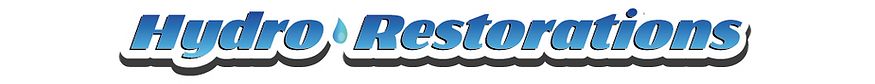 Minimalist 'Hydro Restorations' power washing company logo with a water droplet accent.