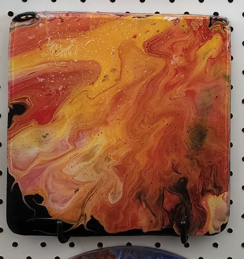 Thumbnail: #818 Black Fiery Abstract Acrylic Pour