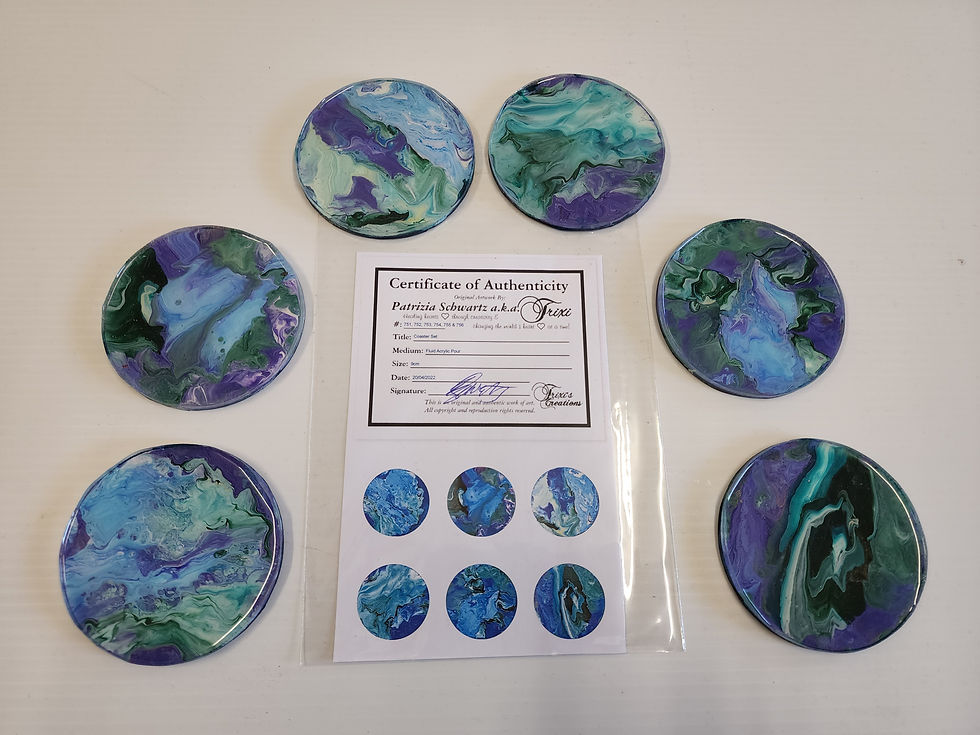 Set 1: #751-756 Fluid Acrylic Art Coaster Set