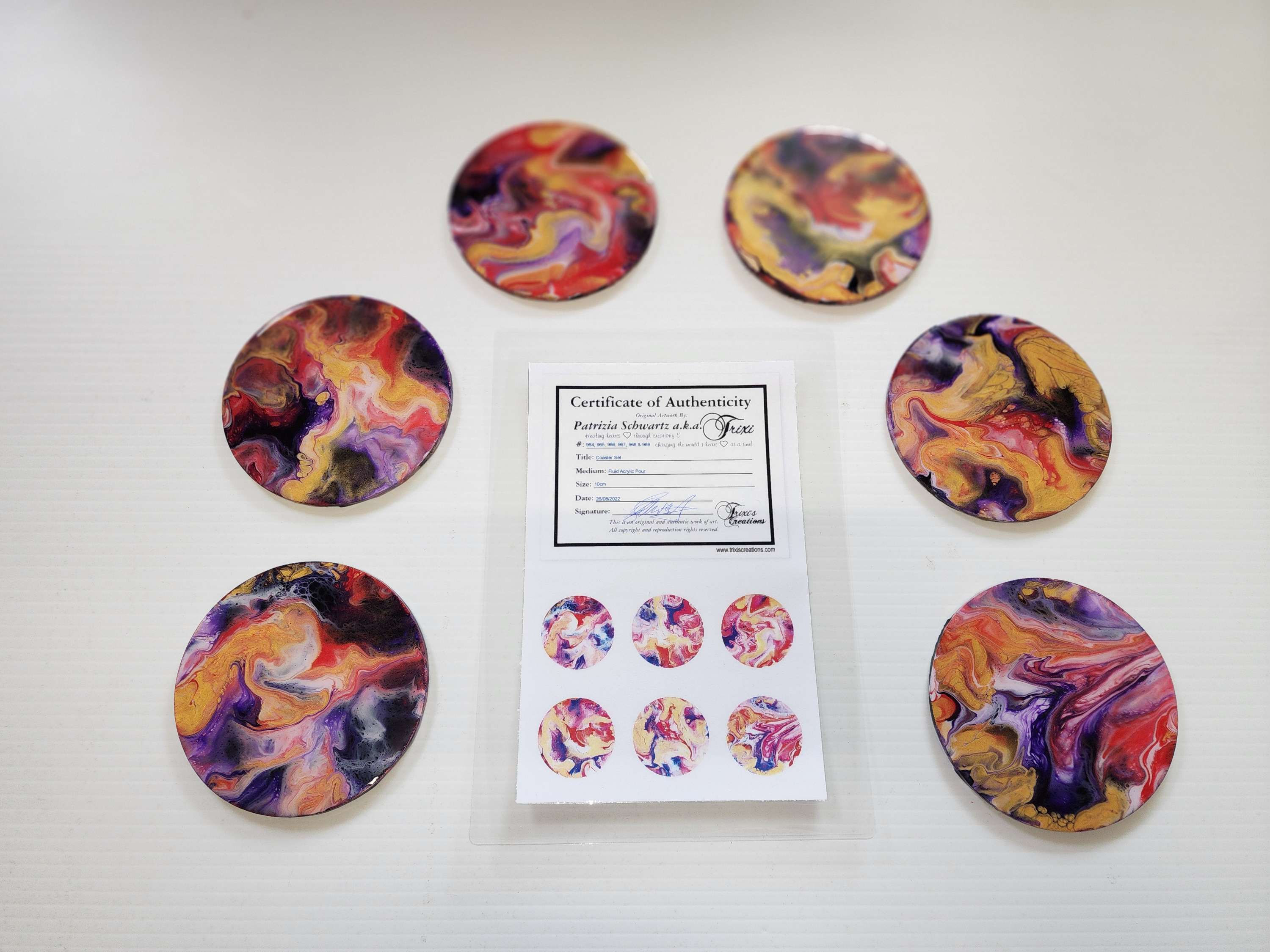 Set 14: #964-969 Fluid Acrylic Art Coaster Set