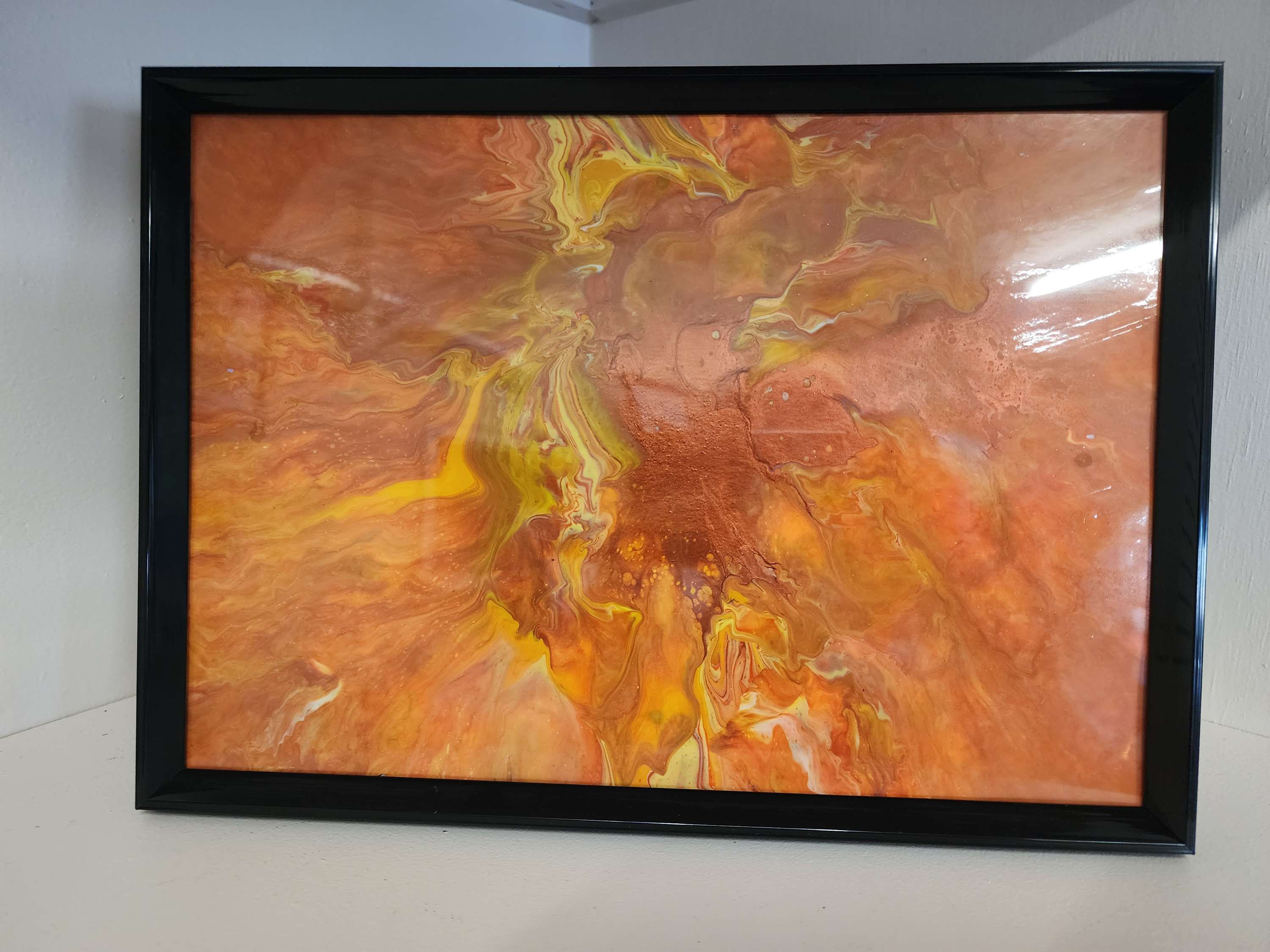 #943 Orange & Yellow Acrylic Split Cup Pour