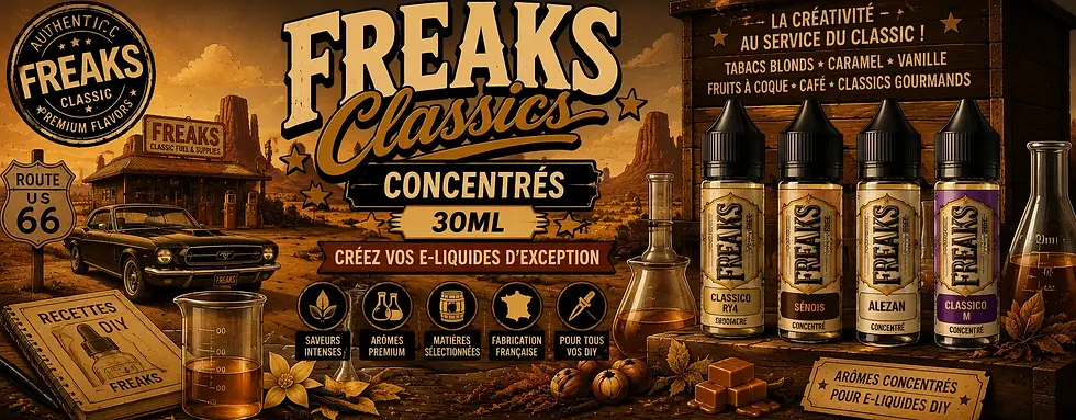 Collection Freaks Classics DIY avec recettes RY4, tabac gourmand et arômes premium