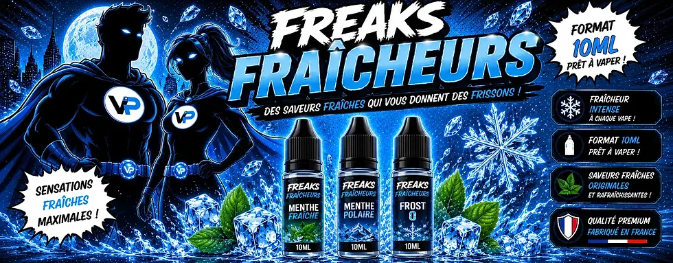 Collection Freaks Fraîcheurs 10ml avec recettes fruitées glacées pour cigarette électronique