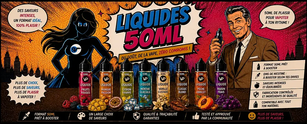 E-liquides 50ml sans nicotine pour cigarette électronique à booster Vapopote