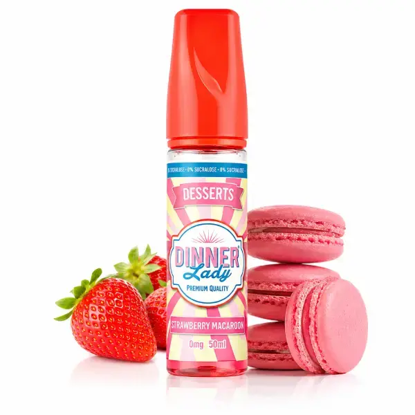E-liquide Strawberry Macaroon 50ml de Dinner Lady pour cigarette électronique