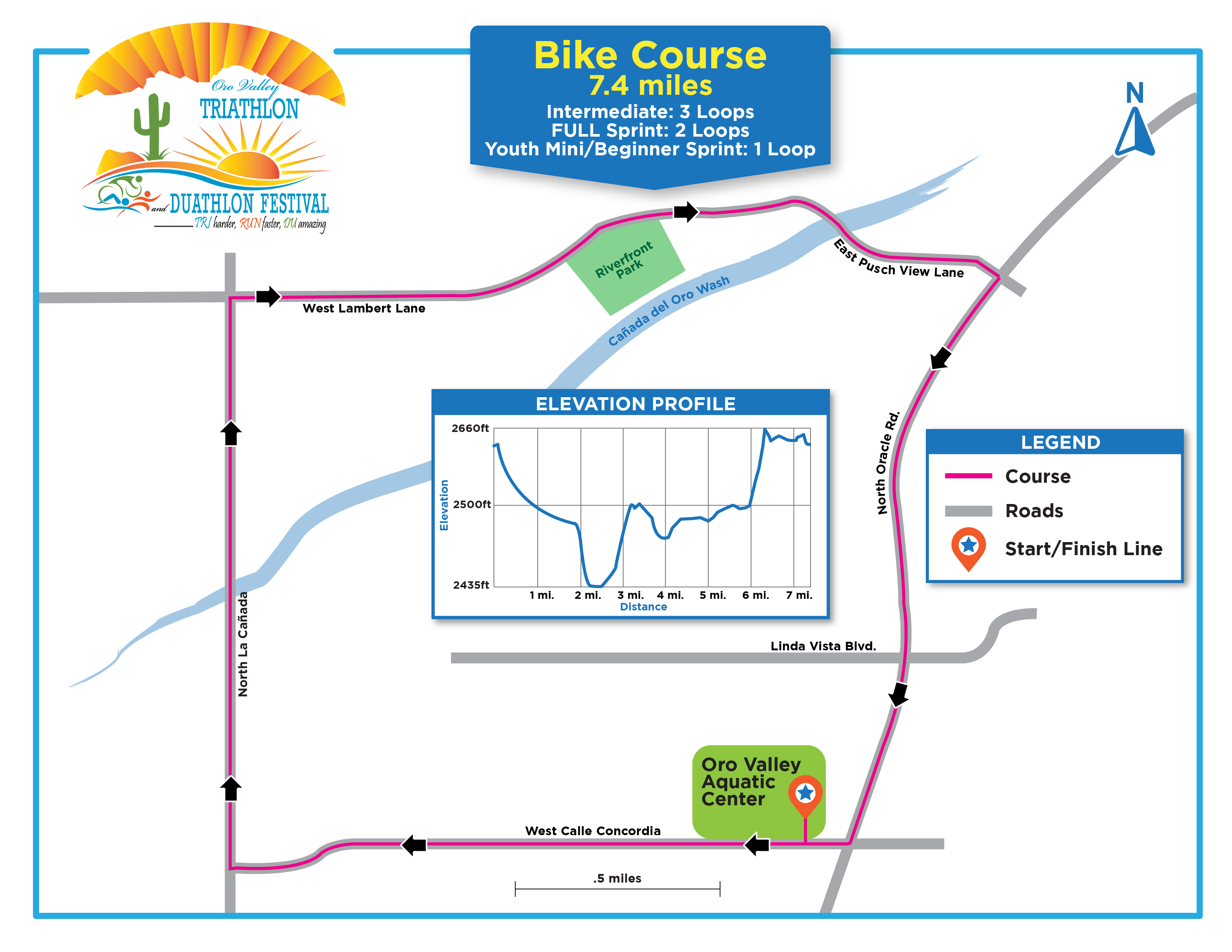 Oro Valley Triathlon and Duathlon Festival Course Maps