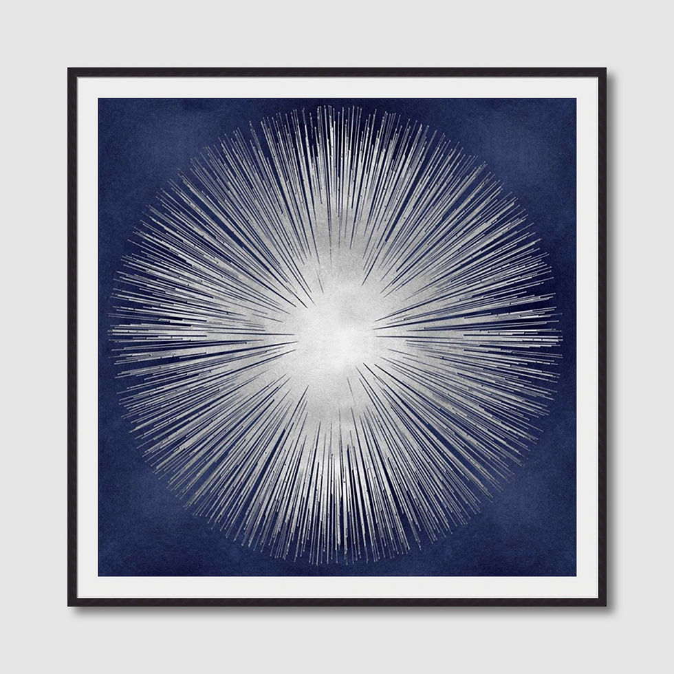 ภาพขนาดย่อ: Silver Sunburst on Blue I (A)