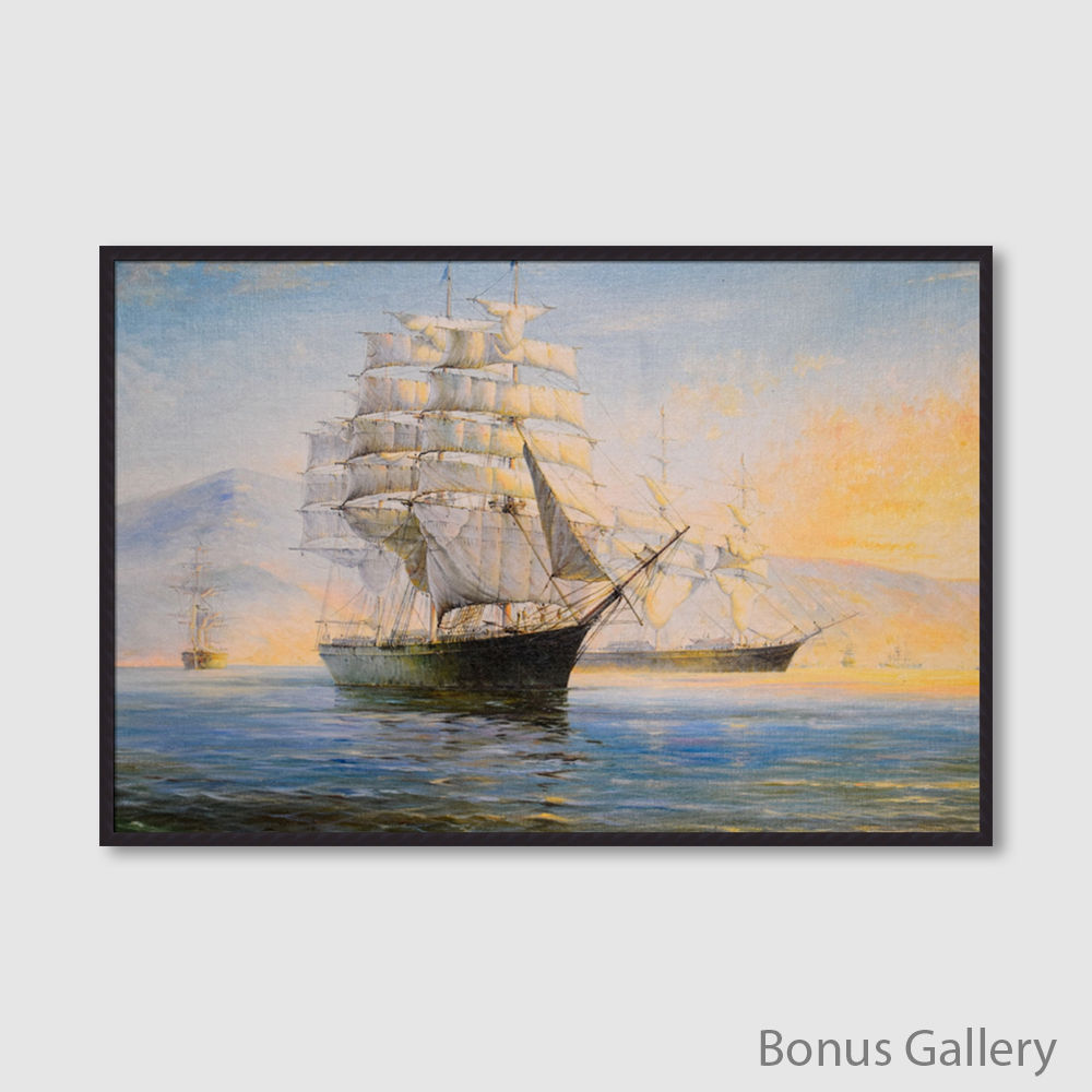 Painting of vintage sailing Barque (D)