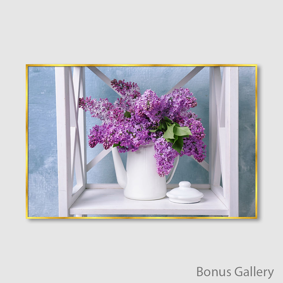 ภาพขนาดย่อ: Pot with blossoming lilac on shelf (D)
