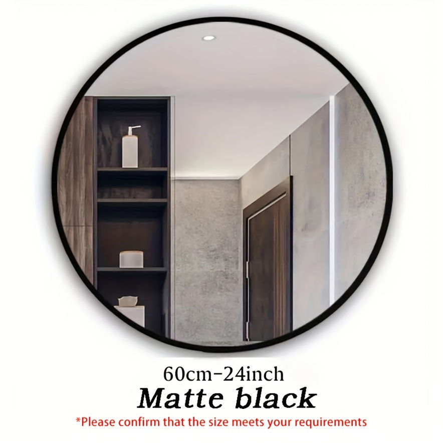 Thumbnail: 20 or 60.96 cm Round Vanity Mirror with Black & Golden Metal Frame - Shatterproo