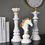 Thumbnail: 3pcs Elegant Resin Chess Statue Decor - Intricately Crafted Black & White Pieces