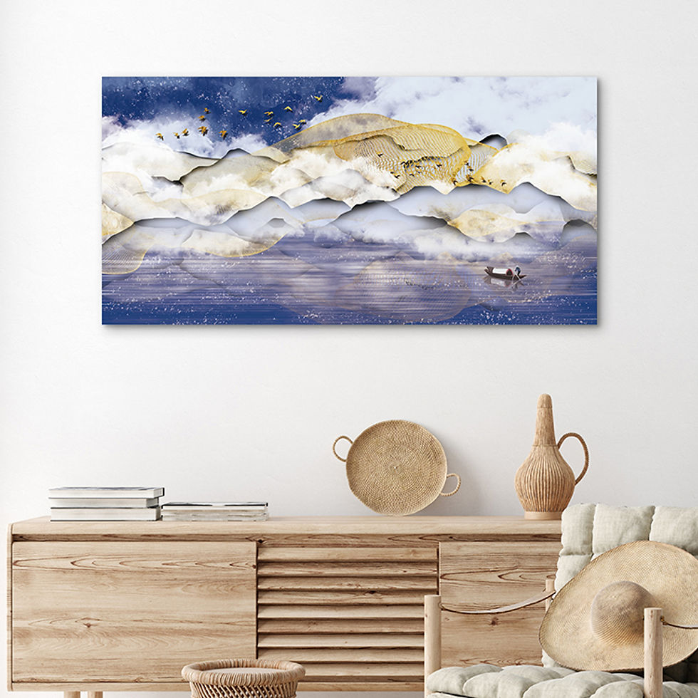 Thumbnail: Boat sails in beautiful lake in front of golden mountains. (B)