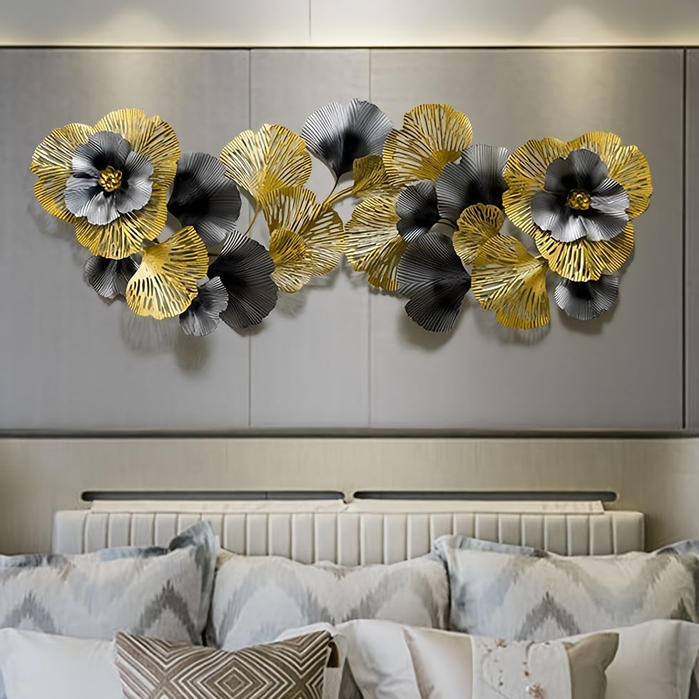 ภาพขนาดย่อ: 1pc Ginkgo Leaf Flower Wall Art Iron Metal Sculpture with Hollow Design
