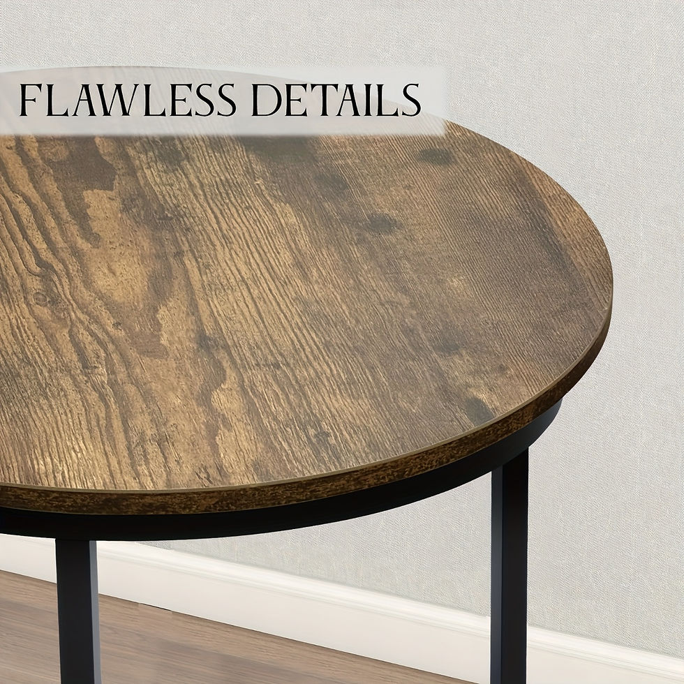 Thumbnail: Nesting Coffee Table Set of 2, Round Coffee Table with Wood Grain Top