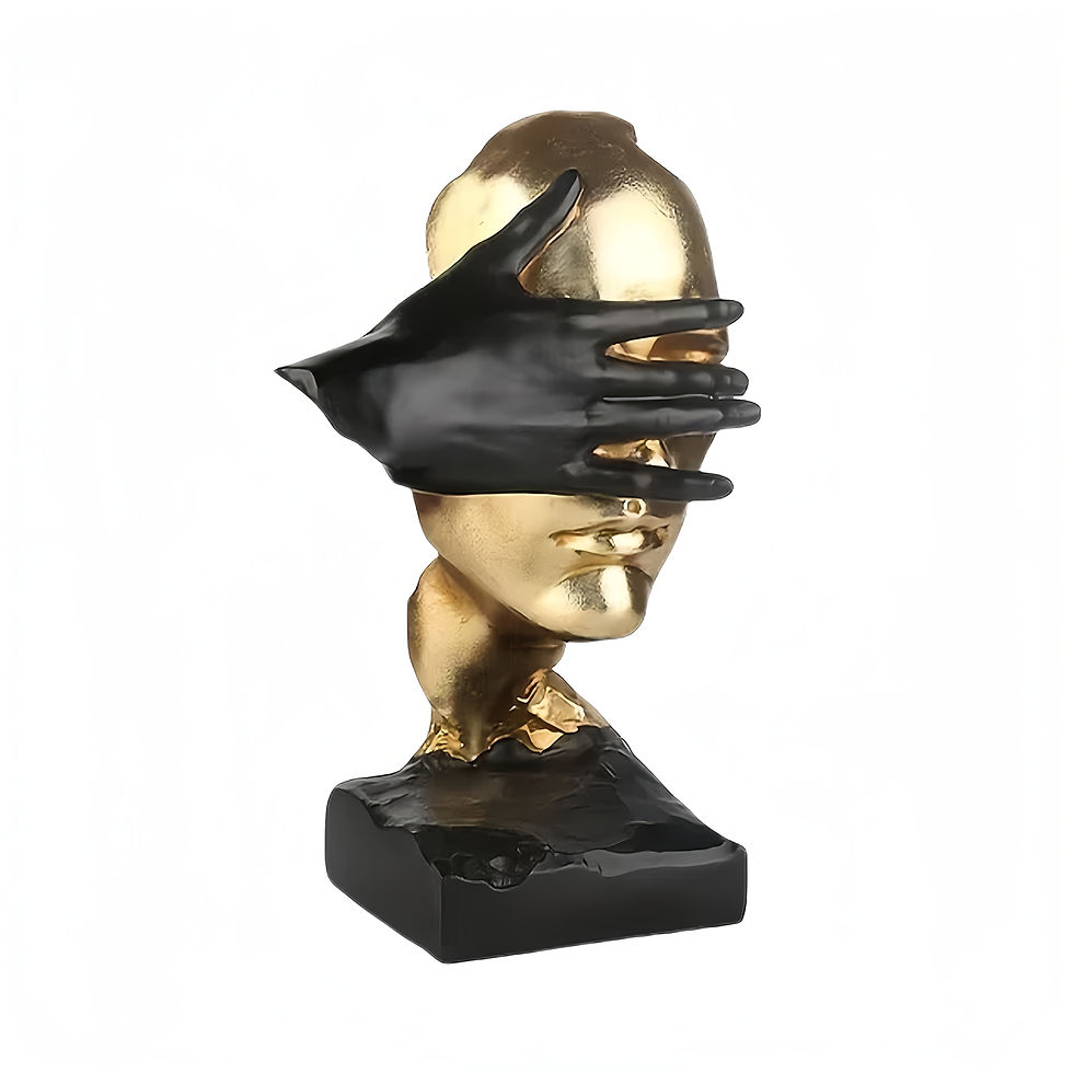 ภาพขนาดย่อ: Elegant Black & Golden Abstract Sculpture - Modern Wall Art for Living Room