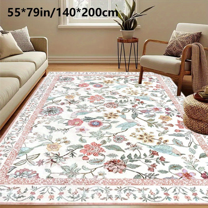 ภาพขนาดย่อ: 1pc Large Floral Bohemian Area Mat - 200.66cm x 299.72cm Non-Slip Machine Washab