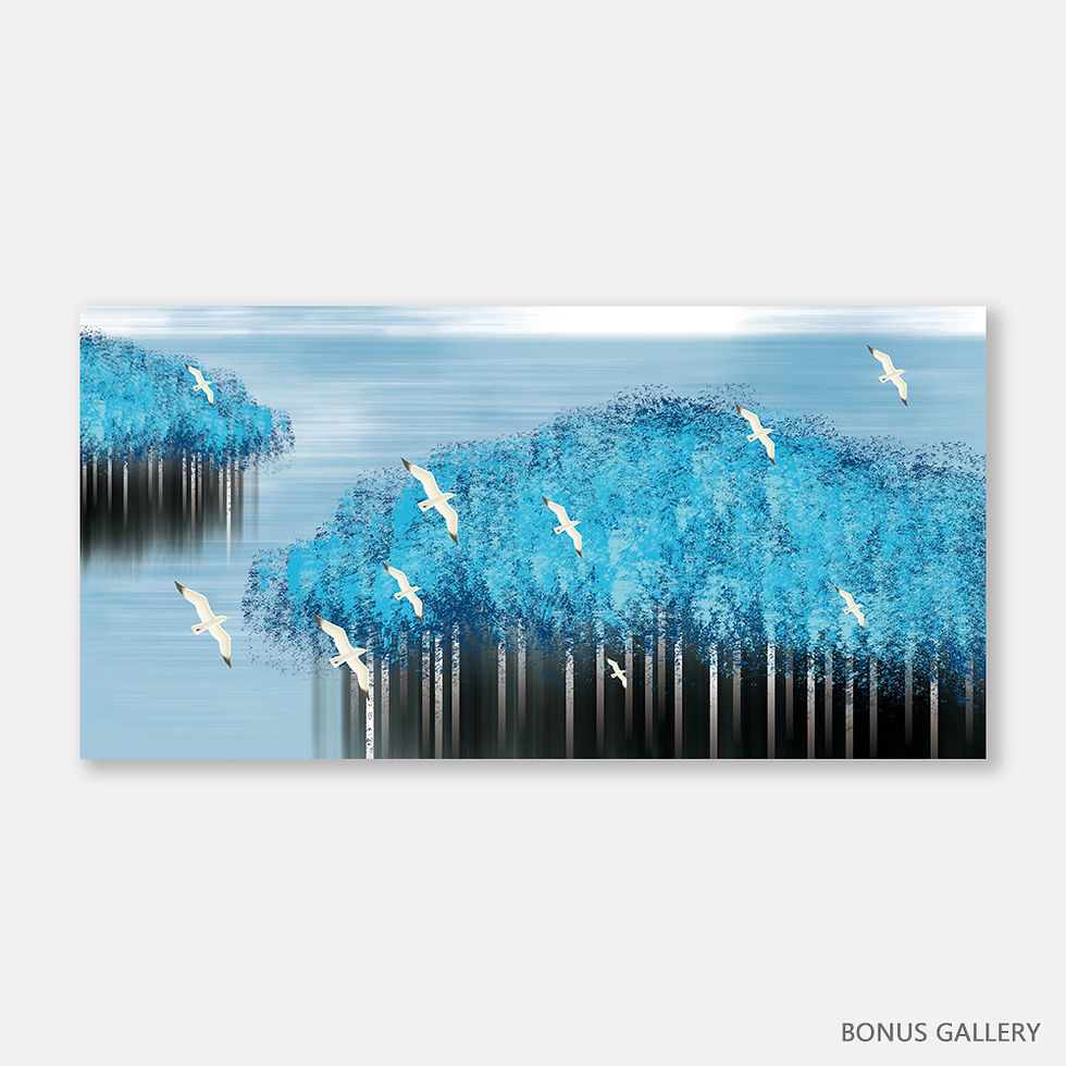 ภาพขนาดย่อ: Cranes over blue forest (B)