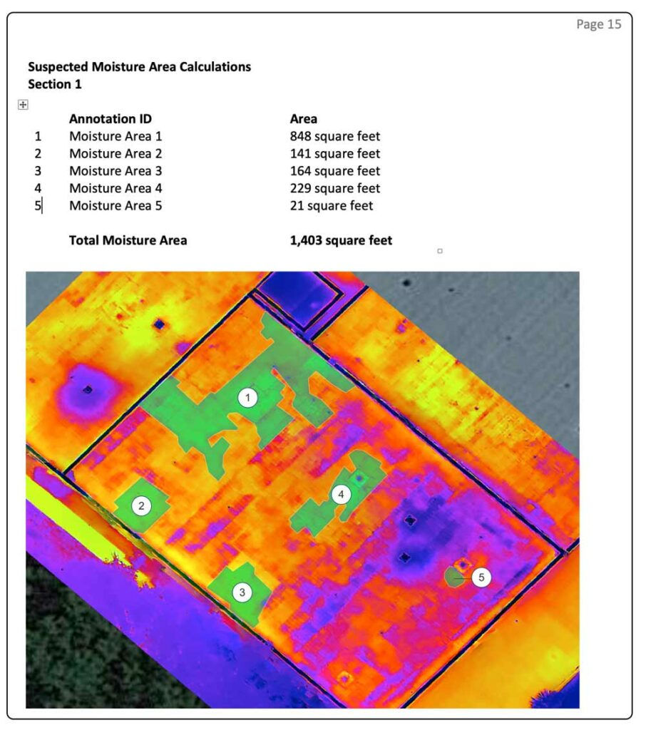 Professional Moisture map documenting the extent of water damage using thermal imaging to guide structural drying and restoration