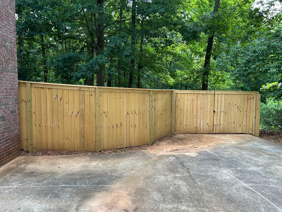 Custom privacy fence built that adds privacy and security for backyard.