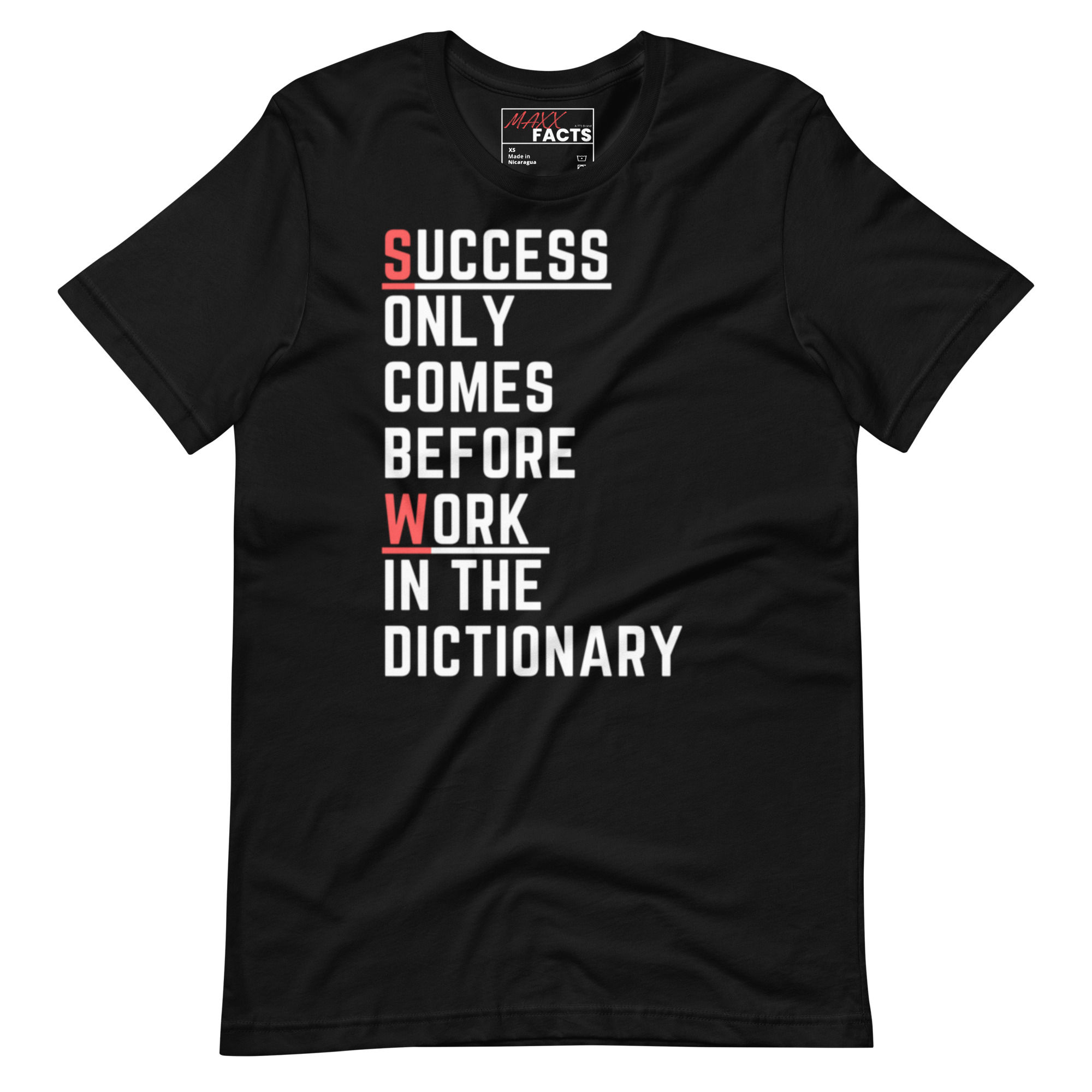 Success only comes before work in the dictionary