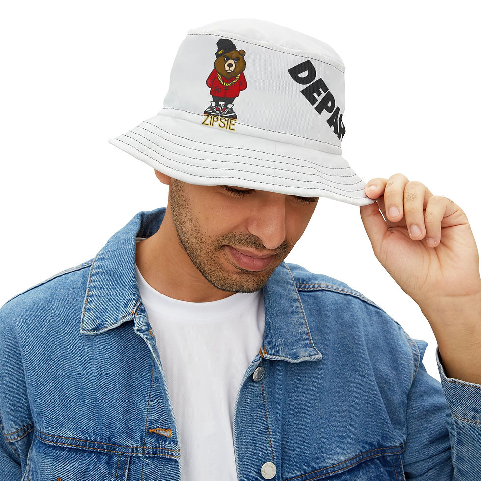 Thumbnail: Zipsie Departed Bear Bucket Hat – Cute Streetwear Graphic Bucket Hat
