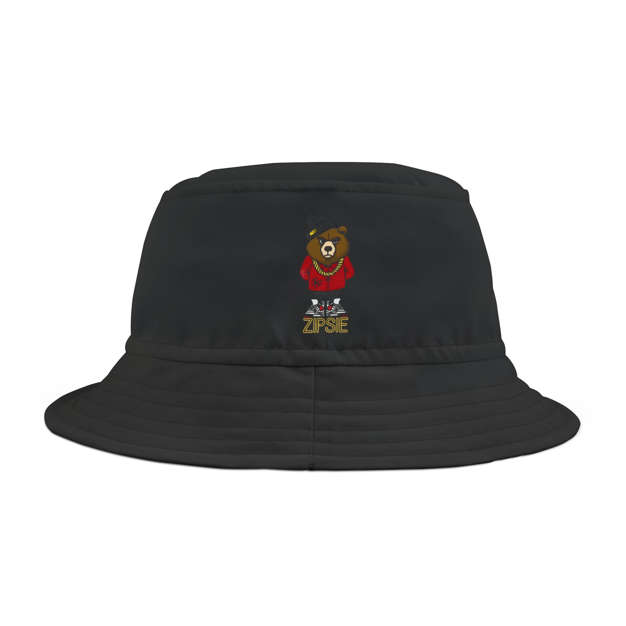 Zipsie Bear Logo Bucket Hat — Casual Streetwear Sun Hat