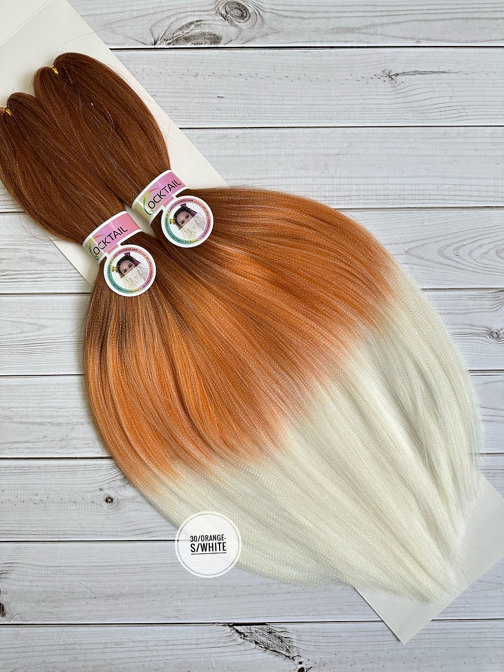 Канекалон Coctail, колір 30/Orange-s/White