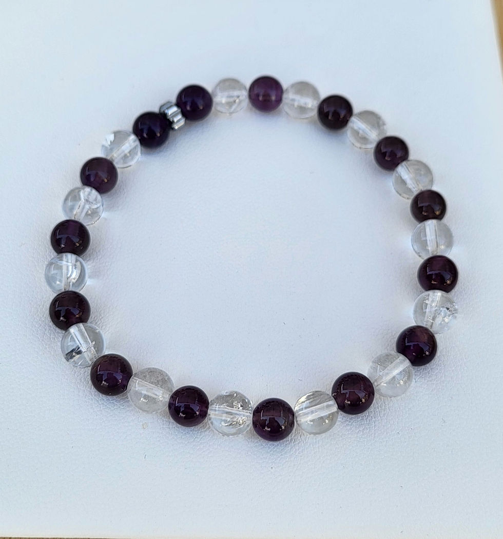 Miniature : Bracelet Pierre Naturelle AMETHYSTE et CRISTAL DE ROCHE